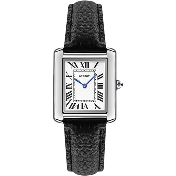 Watch Herr Watch Rektangulär armbandsur Elegant armbandsur i rostfritt stål med läderrem