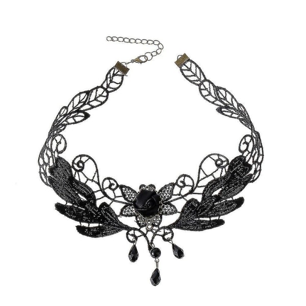 Mörk svart stil smycken gotisk vintage spets ihålig krage halsband Etnisk stil krage,barn,hane