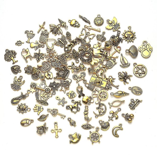 100 st tibetansk antik guldberlock blandade hängen diy för armband halsband Smycketillverkning och hantverk, barn, manlig