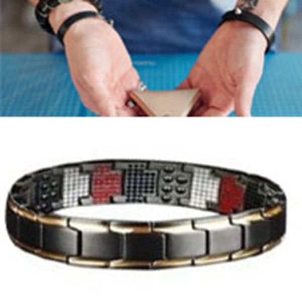 Män Magnetarmband Svart Guldlegering Fashionabla hälsomagneter Armband för dagligt arbete
