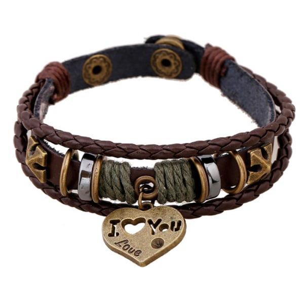 Vintage stil unisex armband kohud hjärtformade hänge handgjorda armband smycken