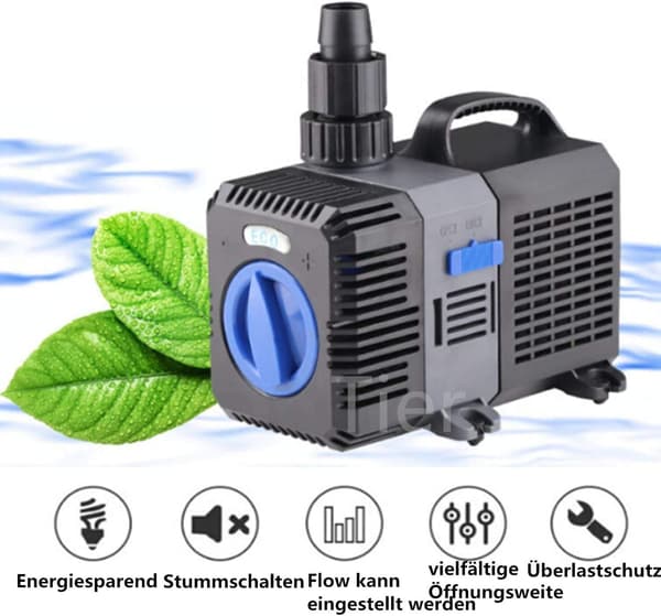 Eco Pump Dammpump Vattenpump Strömningspump 3800l/h 20W