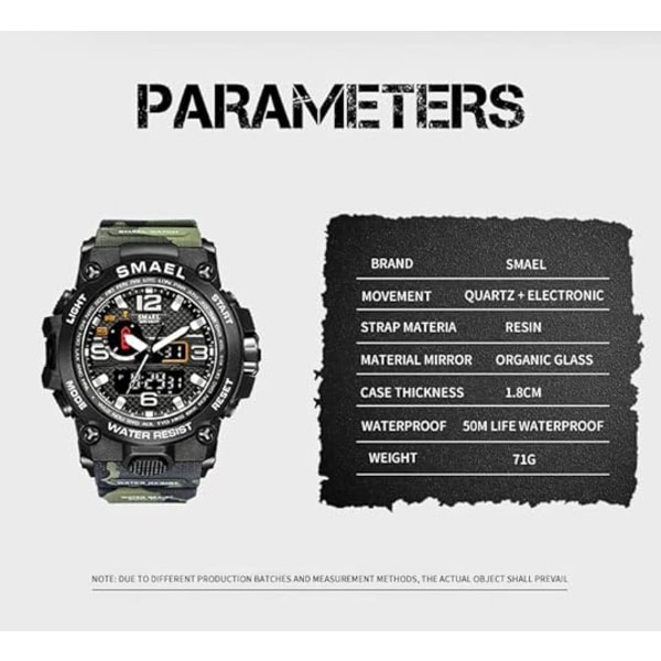 Vattentät, självlysande elektronisk watch för män Camouflage Sports Watch