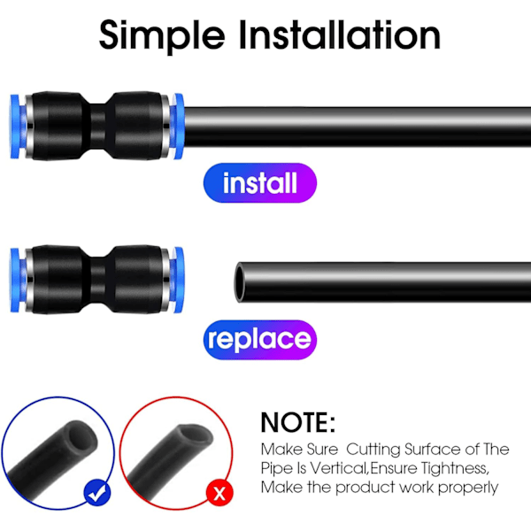 60 stycken pneumatiska kopplingar, plastpneumatiska kontakter, trycklufts snabbkoppling, snabba anslutningar för luftledningar (4 mm/6 mm/8 mm, Y+T+I-typ Com