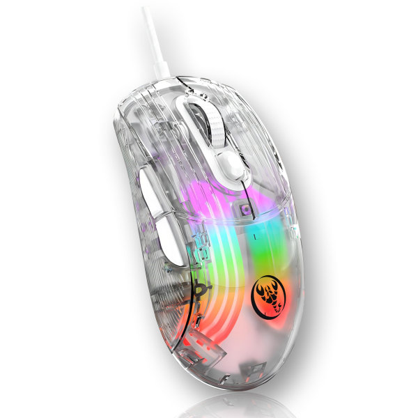 Transparent mus, ultralätt trådad mus, 13 RGB bakgrundsbelyst mus