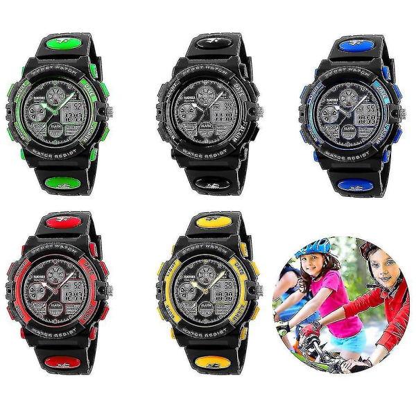 Barnklockor Pojkar Digital Outdoor Sport Watch Multifunktion Vattentät Digital Watch With Led Light, vuxen, Gul