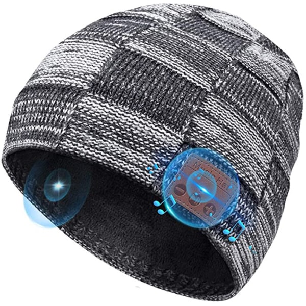Bluetooth hatt för män Julklappsidé, unisex skidmusik vinter Bluetooth hatt, mjuk varm mössa med HD-stereolyssningsmikrofon, lämplig för sport
