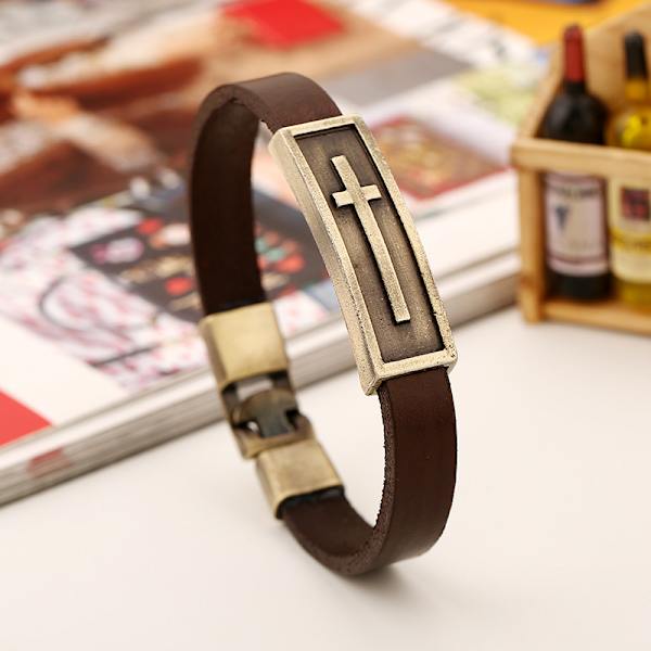 Vintage kors dekor kohud armband handgjorda armband smycken gåva