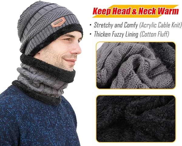 Stickad mössa Touch Handskar Varm Scarf 3 Delar Set Kvinnor Män