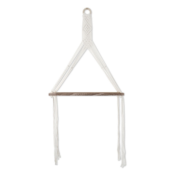 Macrame Trä Vägghängande Boho Swing Rustik Plant Support Vardagsrum Sovrum, set om 2