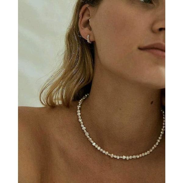 Pearl Choker Halsband 15" Pearl Chain 4mm Hand Selected Beads Dainty Small,barn,hane