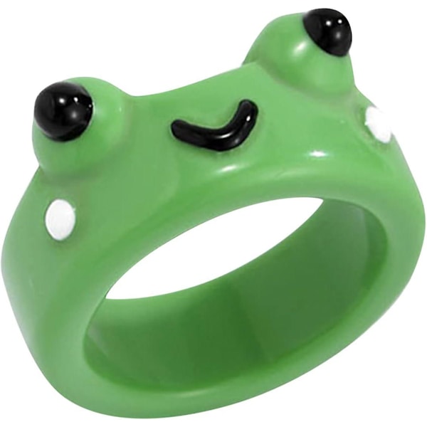Söta grodringar för kvinnor tjejer - ren godisfärg Clay Resin Barnringar Smycken Tillbehör Presenter (grön, One Size),vuxen,kvinna