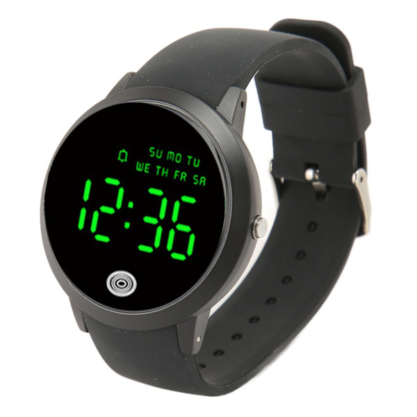 Digital vattentät watch Multifunktionell Snygg färgpekskärm Nedräkningstimer 12 24 timmar watch Black Shell Black Belt