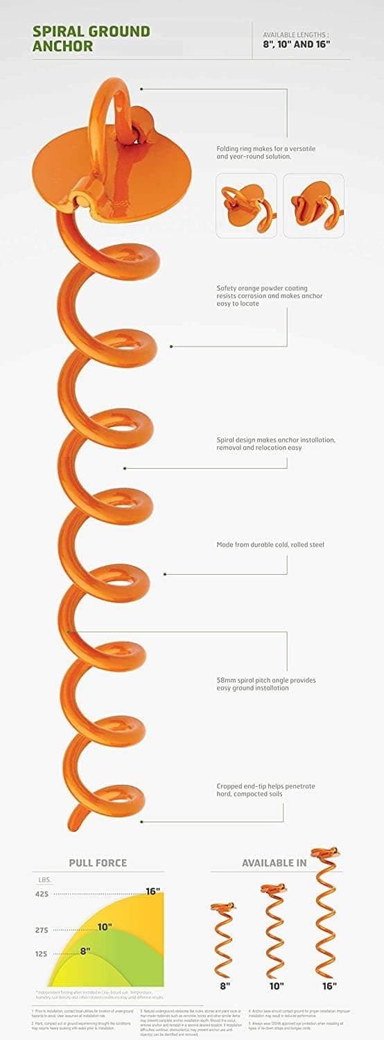 Udendørs foldering Spiraljordanker, orange, 10,6", enkelt