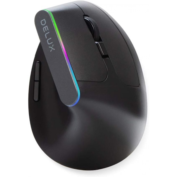 Trådlös ergonomisk mus, tyst vertikal mus med USB mottagare, 6 knappar och 1600 DPI, 57 graders Ergo-design för att minska trycket i handen och handleden (M6