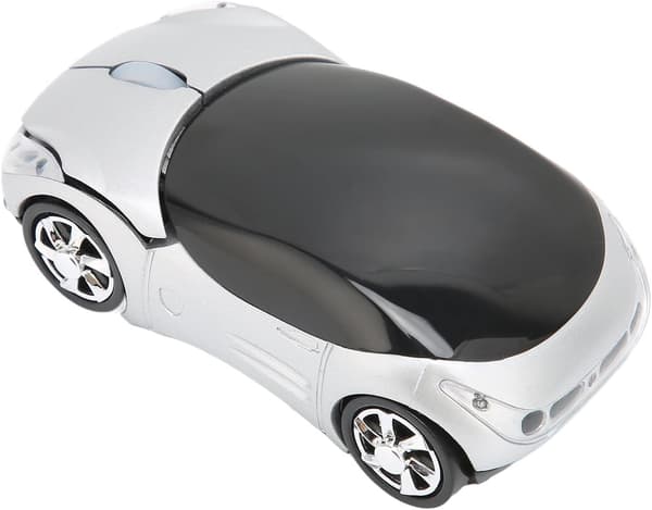 Trådlös spelmus, sportbilsform, 2,4 GHz trådlös, USB, silver