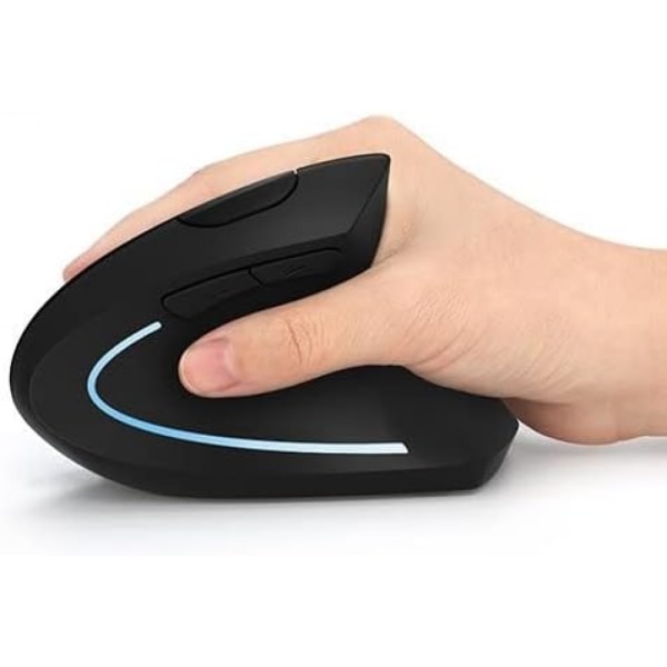 Ergonomisk vertikal mus Uppladdningsbar trådlös USB mus, 2,4G optisk högprecisionsmus för PC Laptop Mac, justerbara tumknappar för handledsstöd, 3D