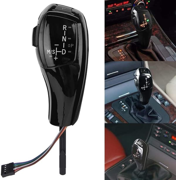 Elektrisk gear knob, til F30 Style LHD automatisk LED gear knob eftermonteringskit til E90 E92 E84 E89 læder plastik (lys sort)