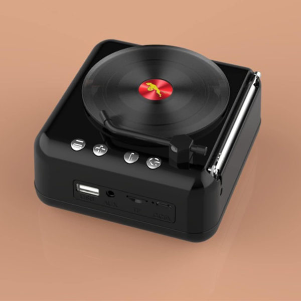 Vintage-vinyylilevyjen Bluetooth-kaiutin - Kannettava langaton gramofonikaiutin FM-radiolla ja Hi-Fi-stereolla - Innovatiivinen minilevysoitin Bluetooth Sp