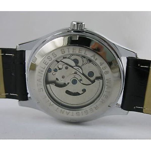 Automatisk självuppdragande watch Date Black Leather Watch,vuxen,hane