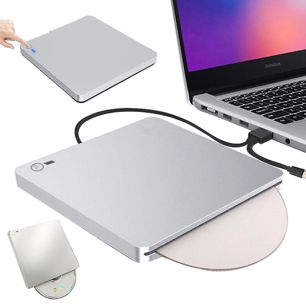 Extern DVD-enhet USB C-plats Extern CD-enhet Spelare brännare för laptop / mac / macbook Pro / air / windows