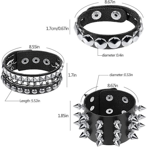Punk Spikade Armband Nitar Läder Nitar Armband Manschett För Jul Pack Om 6, Barn, Kvinna