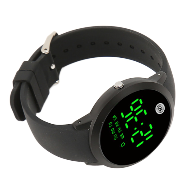 Digital vattentät watch Multifunktionell Snygg färgpekskärm Nedräkningstimer 12 24 timmar watch Black Shell Black Belt