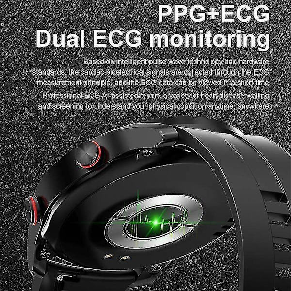 Icke-invasivt blodsockertest Smart Watch, Full Touch Health Tracker Watch med blodtryck, blodsyrespårning, sömnövervakning, vuxen, vit