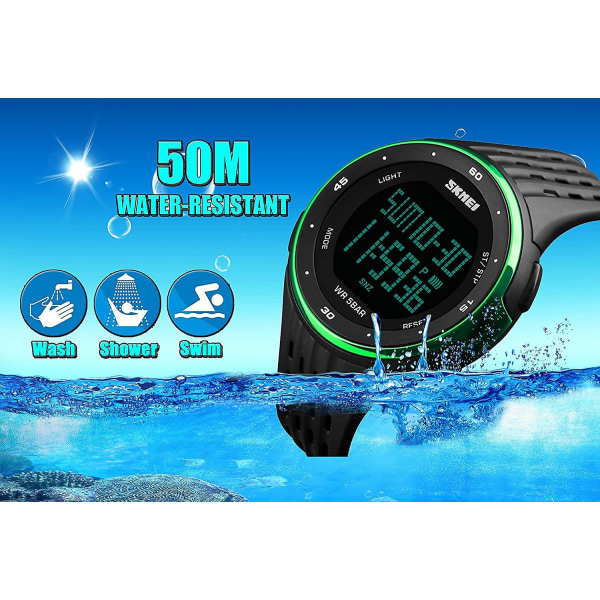 Watch Dam Vattentät Led Sport Militärklockor Watch dam Digitalklocka watch (grön), vuxen, unisex