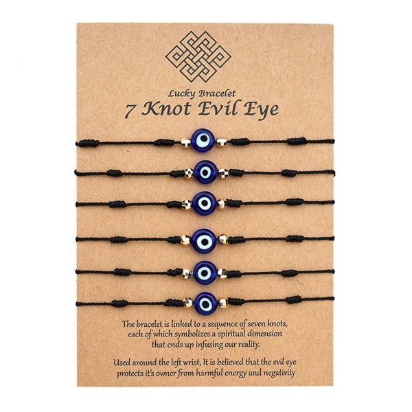 6st Evil Eye Armband 7 Knot Lucky Protection Kvinnor Män Familj Tillbehör,barn,hane