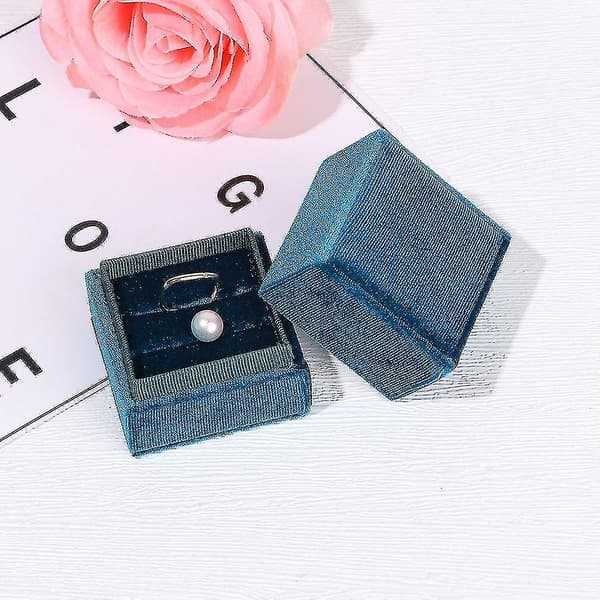 Högkvalitativ sammetssmyckeskrin Hållbar Ring Display Box Dubbel Ring Box