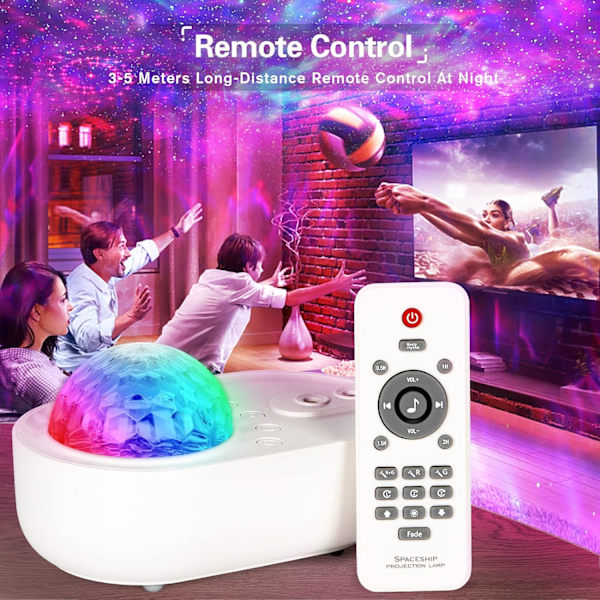 Stjärnprojektor med LED-nebulosamoln. Stjärnljusprojektor med Bluetooth-högtalare för sovrum/spelrum/hemmabio/nattljusstämning, fjärrkontroll