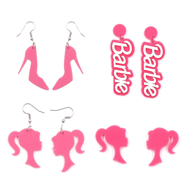 Kompatibel med Barbie Girl örhängen för kvinnor tjejer, akryl Hoop Stud Drop Dangle örhängen, hypoallergena för känsliga öron, barn, 1 set