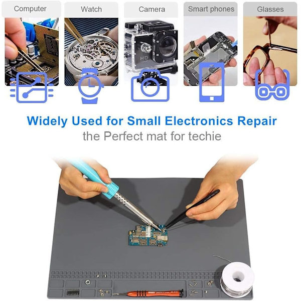 Lödkudde, Premium Magnetisk Silikon Reparationskudde, Värmebeständig 500°C Lödkudde för Lödstation, Telefon, Dator, Laptop Elektronikreparation 13