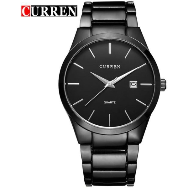 Lyxmärke Quartz Watch Herrmode Klänning Tag Svart helstål Business Colck Man Enkel Casual Armbandsur present