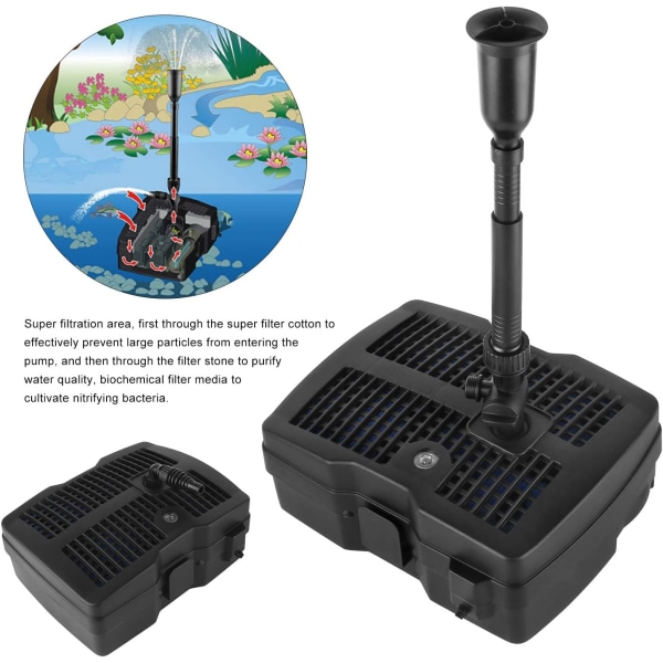Pond UVC Filter Pond Fountain Filter 4 in 1 Fountain Pump Pond with UV Clarifier Filter CUF-2500 1000L / H 28W 10m Power Cable Garden and Fountain Des