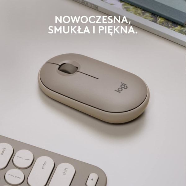 Logitech Pebble Mouse M350s, snygg, lätt och lättanvänd trådlös Bluetooth mus, kompatibel med Windows, macOS, iPadOS, Android och Chro