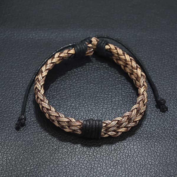 Mode Retro Justerbar PU vävd Man Armband Handled Dekoration