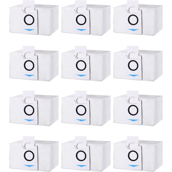En set med 12 tillbehör för dammsugarpåsar för Ecovacs Deebot X1 Omni X1 E Omni T20 Omni T20E Omni dammsugare, används för Deebots 3,2L stora kapacitet