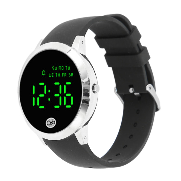Digital vattentät watch Multifunktionell Snygg färgpekskärm Nedräkningstimer 12 24 timmar watch Black Shell Black Belt