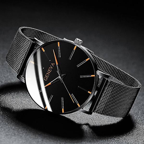 Armbandsur Watch för män Analog Quartz Formell stil Snygg mode Casual Watch Rostfritt stål Rostfritt stål , vuxen, svart skal orange behöver
