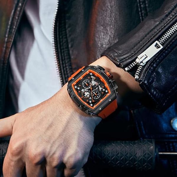 Watch Mode Tonneau Armbandsur (Kronograf/Vattentät/Lysande/Kalender) Silikonarmband Watch för män