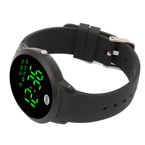 Digital vattentät watch Multifunktionell Snygg färgpekskärm Nedräkningstimer 12 24 timmar watch Black Shell Black Belt