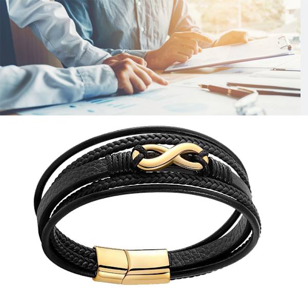 Multi Strand PU-armband rostfritt stål magnetiskt sugspänne Enkelt moderiktigt armband Smycken Guld