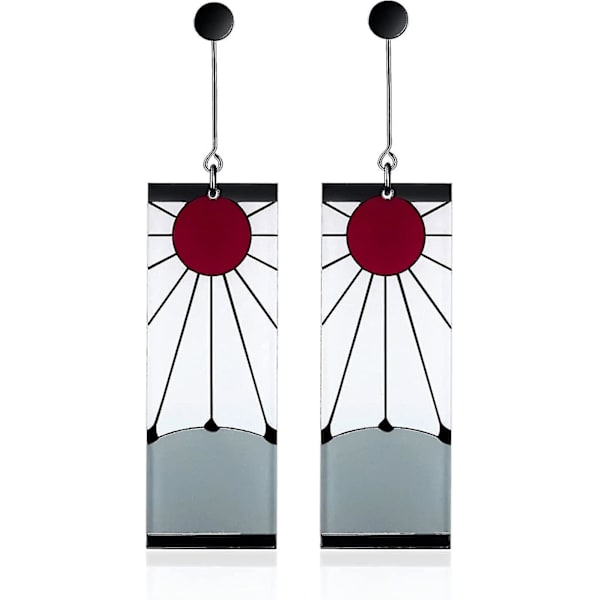 925 Sterling Silver Tanjiro Örhängen, anime Demon Slayer Cosplay Tanjiro Svarta Örhängen Örhänge Kimetsu No Yaiba Hanafuda Halloween För Män Kvinnor