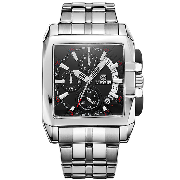 Män Man Analog Watch Fyrkantig Legering Case Quartz Armbandsur Svart Urtavla