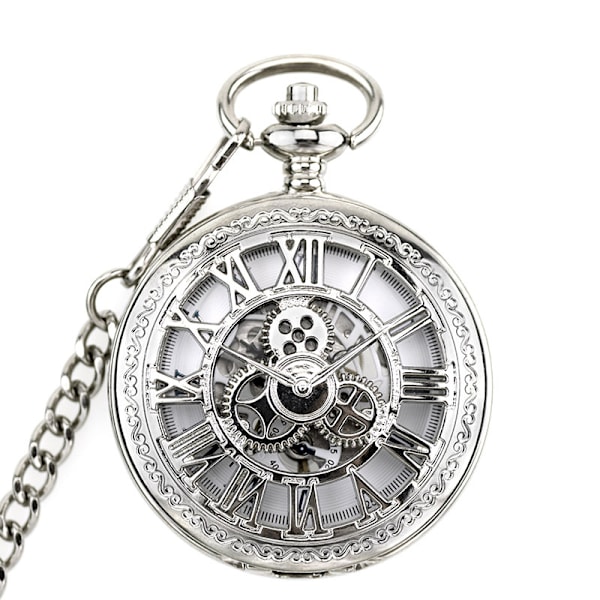 Mekanisk Watch Fickur Steampunk Retro Skeleton Pendant Watch Guld Watch