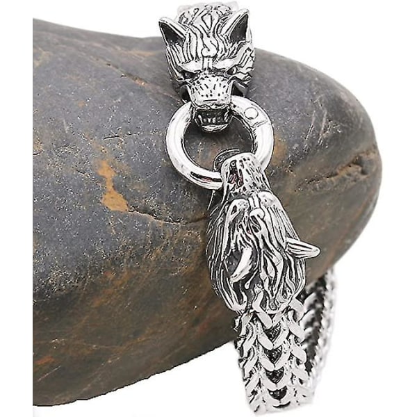 Viking Wolf Head Armband For Herr Rostfritt Stål King Chain Norse Jewelry Biker Amulet Odins Wolf Armband 1y,kids,hane