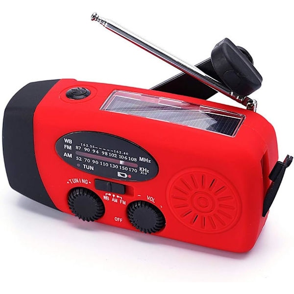 FM/AM/NOAA-sääradio, käsikäyttöinen, aurinkokäyttöinen, mini, hätätilanteisiin tarkoitettu selviytymisradio, jossa on 3 superkirkasta LED-taskulamppua ja 2000 mAh:n akku