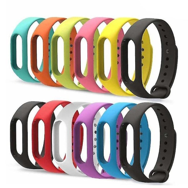 12st silikon handledsrem Armband Armband kompatibelt kompatibelt Mi Band 2, vuxen, unisex